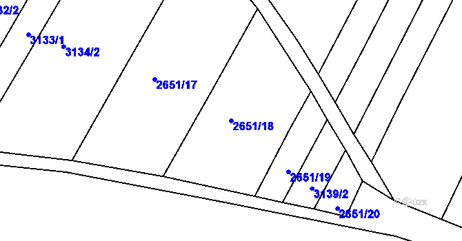 Parcela st. 2651/18 v KÚ Budišov, Katastrální mapa