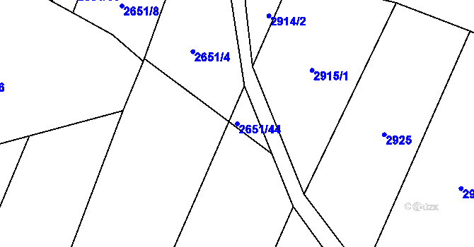 Parcela st. 2651/44 v KÚ Budišov, Katastrální mapa