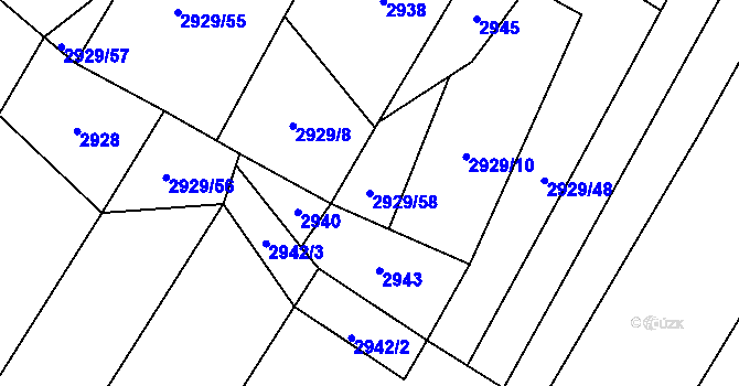 Parcela st. 2929/58 v KÚ Budišov, Katastrální mapa
