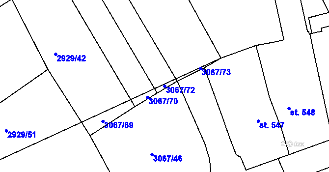 Parcela st. 3067/72 v KÚ Budišov, Katastrální mapa