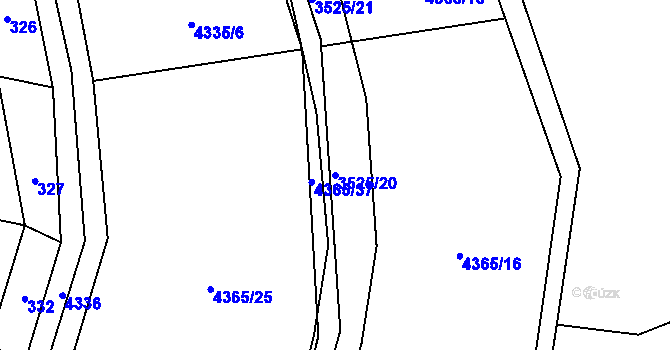 Parcela st. 3525/20 v KÚ Budišov, Katastrální mapa