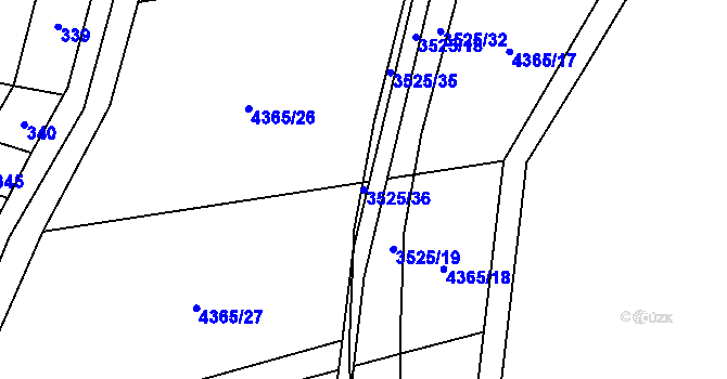 Parcela st. 3525/36 v KÚ Budišov, Katastrální mapa