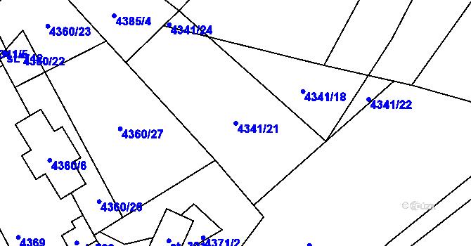 Parcela st. 4341/21 v KÚ Budišov, Katastrální mapa