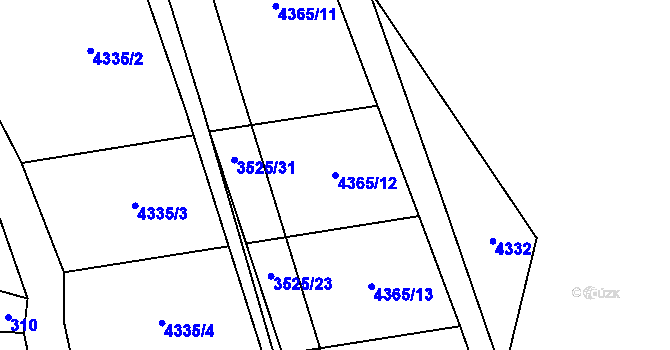 Parcela st. 4365/12 v KÚ Budišov, Katastrální mapa