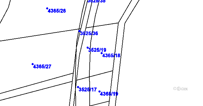 Parcela st. 4365/18 v KÚ Budišov, Katastrální mapa
