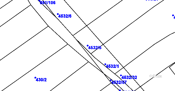 Parcela st. 4532/5 v KÚ Budišov, Katastrální mapa