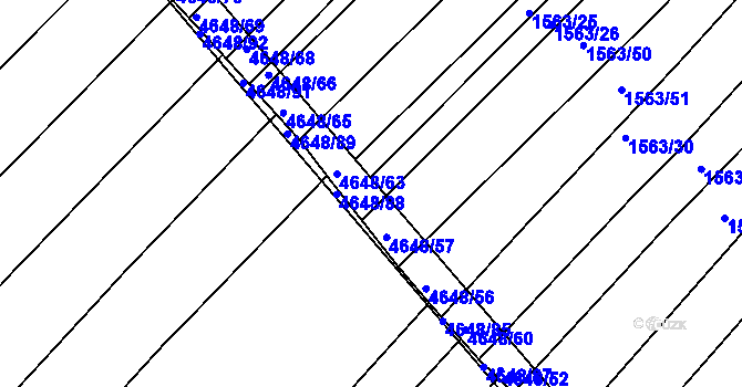 Parcela st. 4648/61 v KÚ Budišov, Katastrální mapa