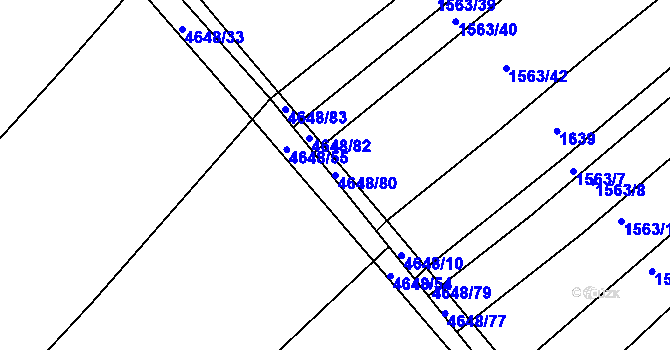 Parcela st. 4648/80 v KÚ Budišov, Katastrální mapa