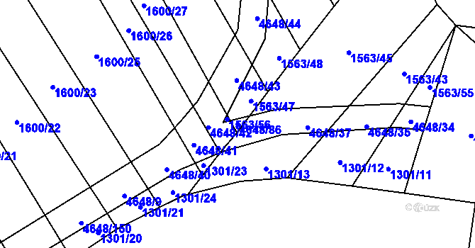 Parcela st. 4648/86 v KÚ Budišov, Katastrální mapa