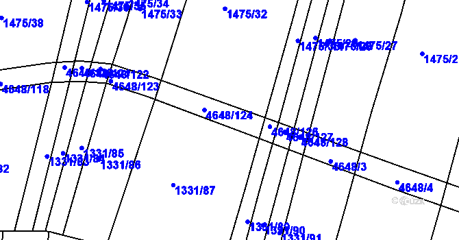Parcela st. 4648/125 v KÚ Budišov, Katastrální mapa