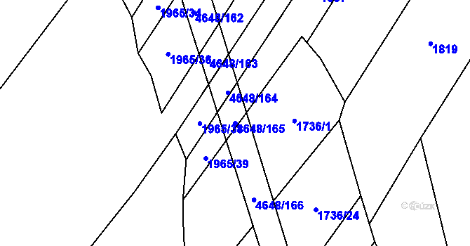 Parcela st. 4648/165 v KÚ Budišov, Katastrální mapa