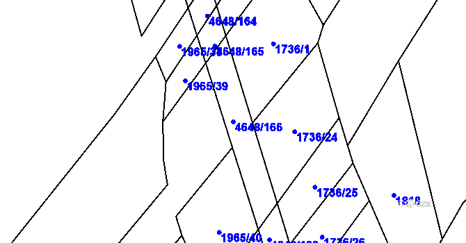 Parcela st. 4648/166 v KÚ Budišov, Katastrální mapa