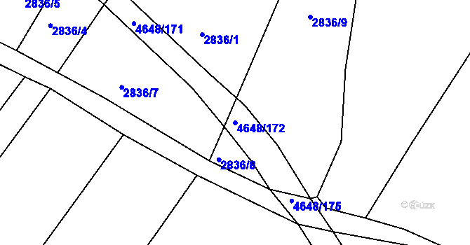 Parcela st. 4648/172 v KÚ Budišov, Katastrální mapa
