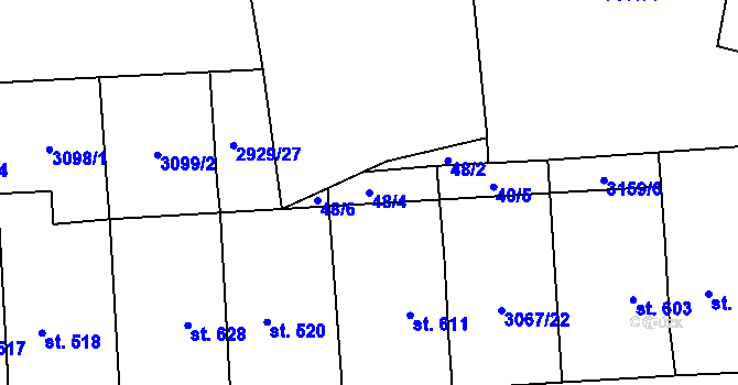 Parcela st. 48/4 v KÚ Budišov, Katastrální mapa