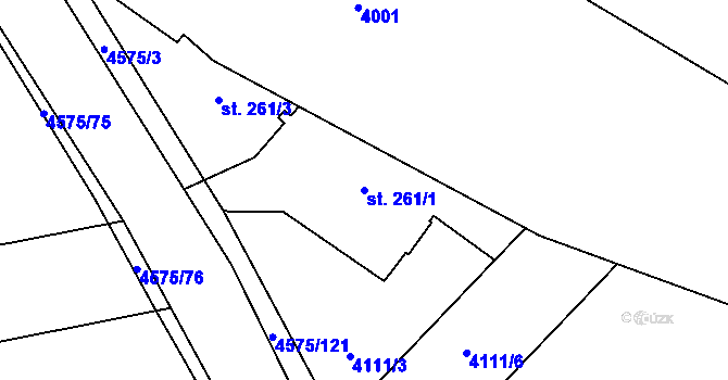 Parcela st. 261/1 v KÚ Budišov, Katastrální mapa