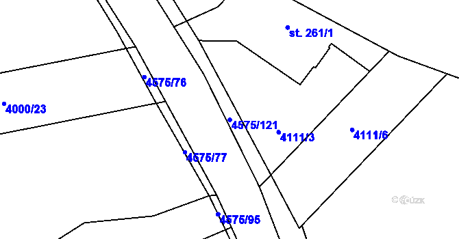 Parcela st. 4575/121 v KÚ Budišov, Katastrální mapa