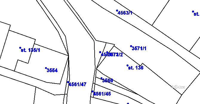 Parcela st. 4561/72 v KÚ Budišov, Katastrální mapa