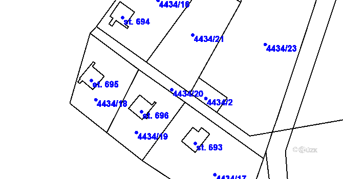 Parcela st. 4434/20 v KÚ Budišov, Katastrální mapa