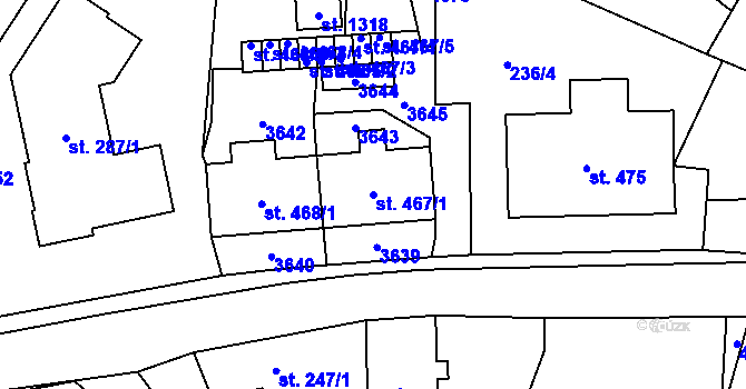 Parcela st. 467/1 v KÚ Budišov nad Budišovkou, Katastrální mapa