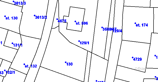 Parcela st. 129/1 v KÚ Budišov nad Budišovkou, Katastrální mapa
