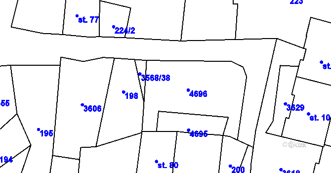 Parcela st. 103/1 v KÚ Budišov nad Budišovkou, Katastrální mapa