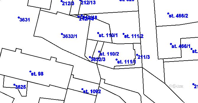 Parcela st. 110/2 v KÚ Budišov nad Budišovkou, Katastrální mapa