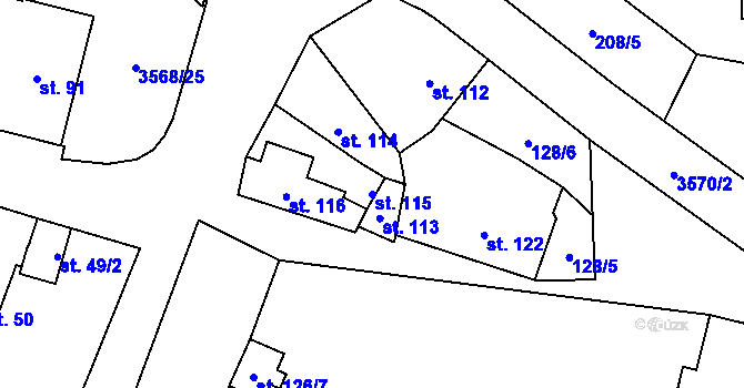 Parcela st. 115 v KÚ Budišov nad Budišovkou, Katastrální mapa