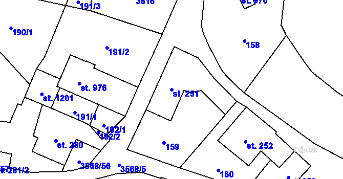 Parcela st. 251 v KÚ Budišov nad Budišovkou, Katastrální mapa