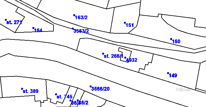 Parcela st. 266/1 v KÚ Budišov nad Budišovkou, Katastrální mapa