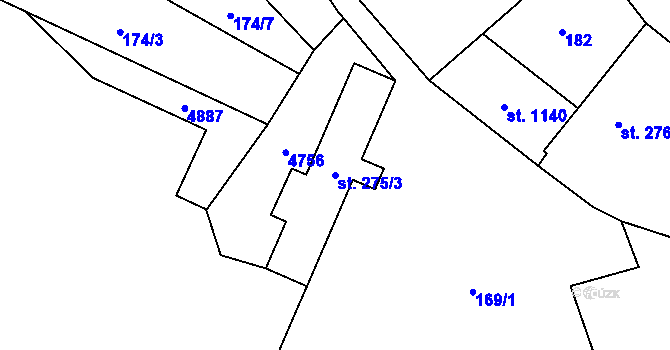 Parcela st. 275/3 v KÚ Budišov nad Budišovkou, Katastrální mapa