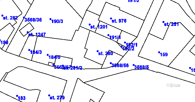Parcela st. 280 v KÚ Budišov nad Budišovkou, Katastrální mapa