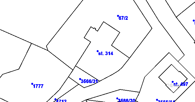 Parcela st. 314 v KÚ Budišov nad Budišovkou, Katastrální mapa