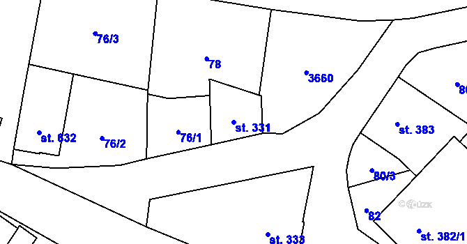Parcela st. 331 v KÚ Budišov nad Budišovkou, Katastrální mapa