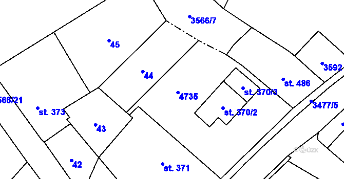 Parcela st. 370/1 v KÚ Budišov nad Budišovkou, Katastrální mapa