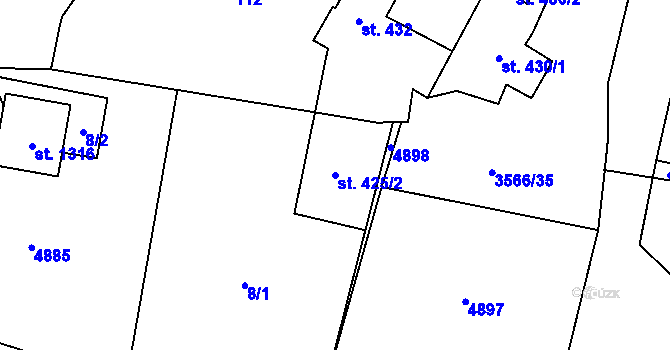 Parcela st. 425/2 v KÚ Budišov nad Budišovkou, Katastrální mapa