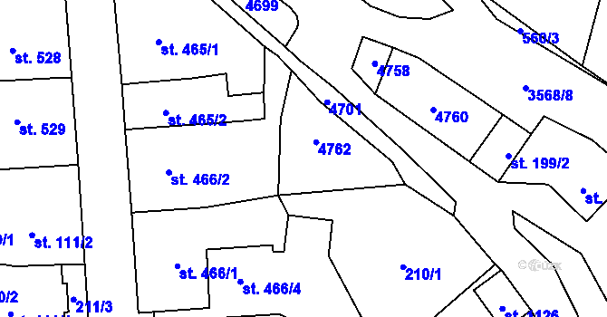 Parcela st. 466/3 v KÚ Budišov nad Budišovkou, Katastrální mapa