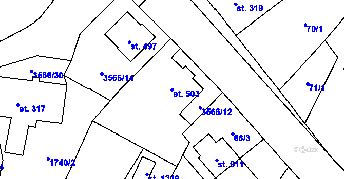 Parcela st. 503 v KÚ Budišov nad Budišovkou, Katastrální mapa