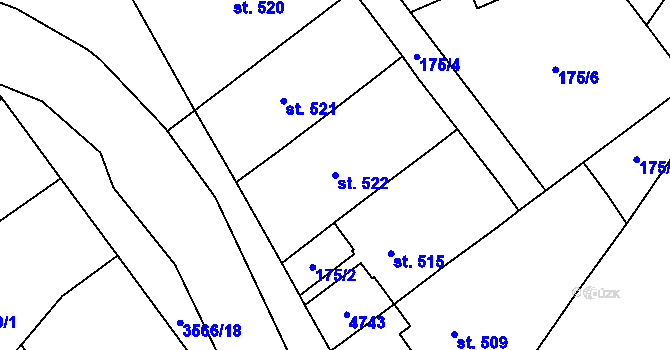 Parcela st. 522 v KÚ Budišov nad Budišovkou, Katastrální mapa