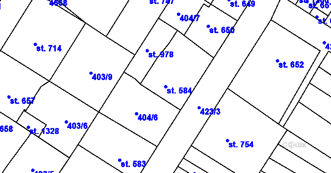 Parcela st. 584 v KÚ Budišov nad Budišovkou, Katastrální mapa