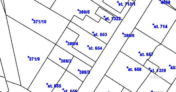 Parcela st. 654 v KÚ Budišov nad Budišovkou, Katastrální mapa