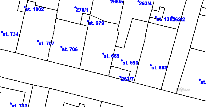 Parcela st. 665 v KÚ Budišov nad Budišovkou, Katastrální mapa