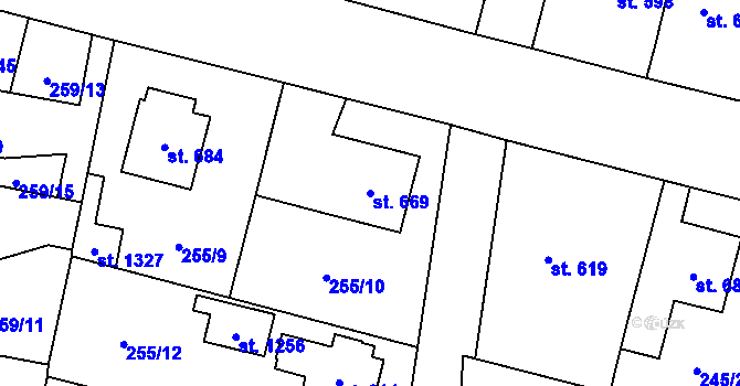 Parcela st. 669 v KÚ Budišov nad Budišovkou, Katastrální mapa