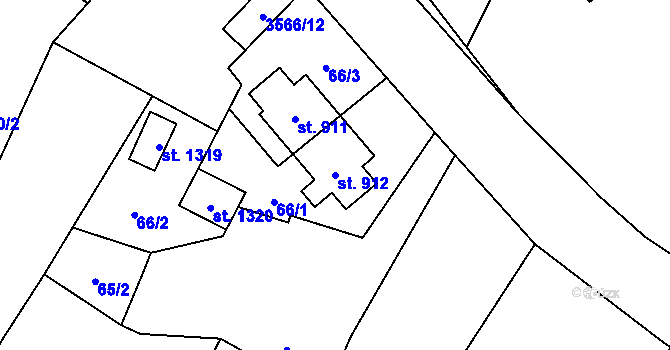 Parcela st. 912 v KÚ Budišov nad Budišovkou, Katastrální mapa