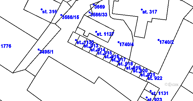 Parcela st. 915 v KÚ Budišov nad Budišovkou, Katastrální mapa