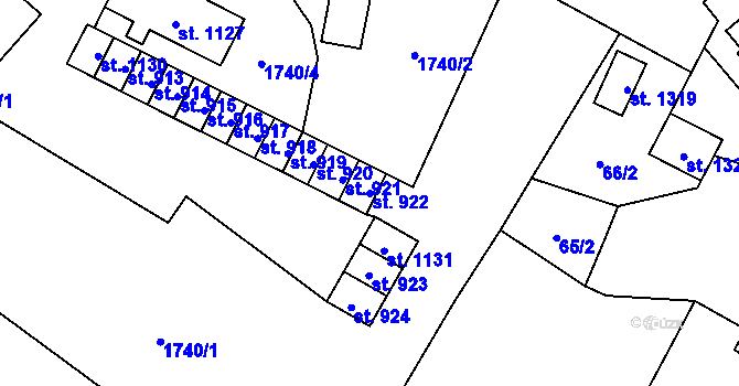 Parcela st. 922 v KÚ Budišov nad Budišovkou, Katastrální mapa