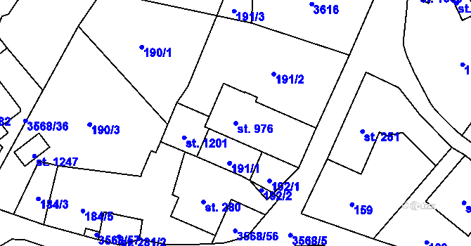 Parcela st. 976 v KÚ Budišov nad Budišovkou, Katastrální mapa
