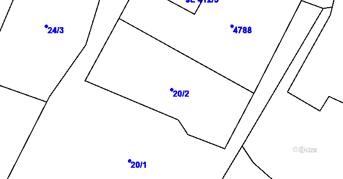 Parcela st. 20/2 v KÚ Budišov nad Budišovkou, Katastrální mapa