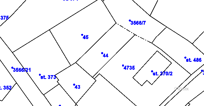 Parcela st. 44 v KÚ Budišov nad Budišovkou, Katastrální mapa