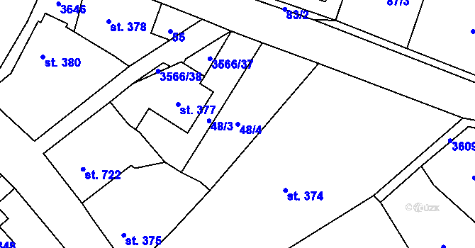 Parcela st. 48/4 v KÚ Budišov nad Budišovkou, Katastrální mapa