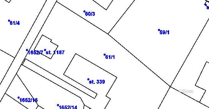 Parcela st. 61/1 v KÚ Budišov nad Budišovkou, Katastrální mapa